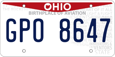 OH license plate GPO8647