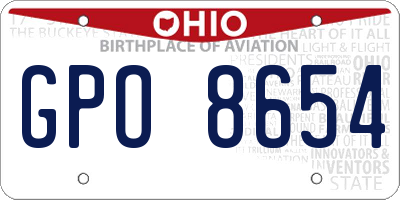 OH license plate GPO8654