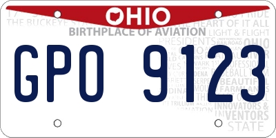 OH license plate GPO9123