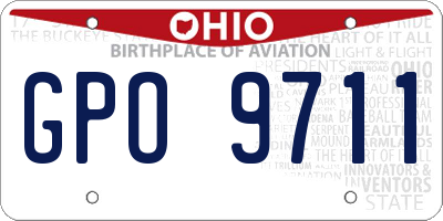 OH license plate GPO9711