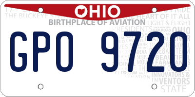 OH license plate GPO9720