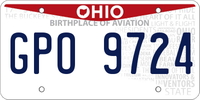 OH license plate GPO9724