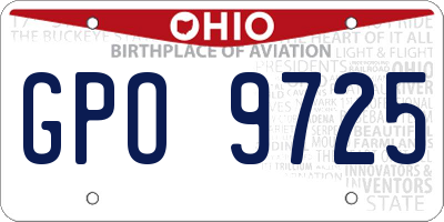OH license plate GPO9725