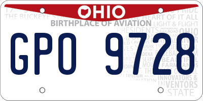 OH license plate GPO9728