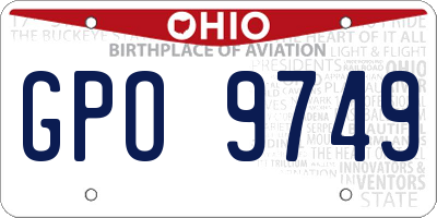 OH license plate GPO9749