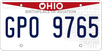 OH license plate GPO9765