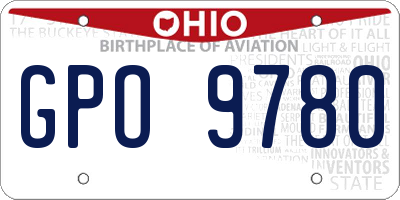 OH license plate GPO9780