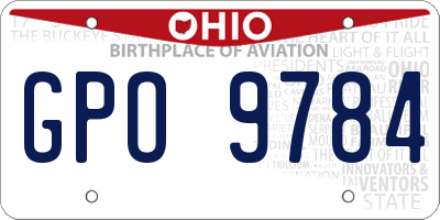 OH license plate GPO9784