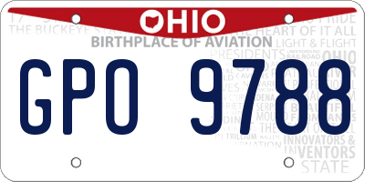OH license plate GPO9788