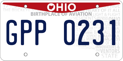 OH license plate GPP0231