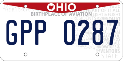 OH license plate GPP0287
