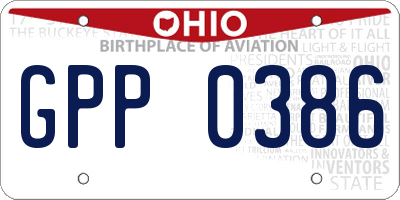 OH license plate GPP0386