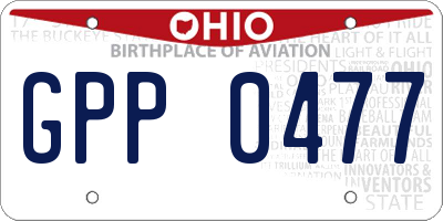 OH license plate GPP0477