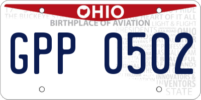 OH license plate GPP0502