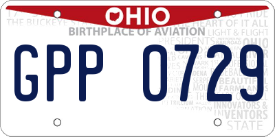 OH license plate GPP0729