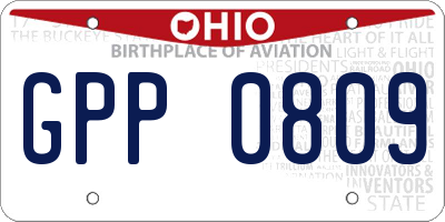 OH license plate GPP0809