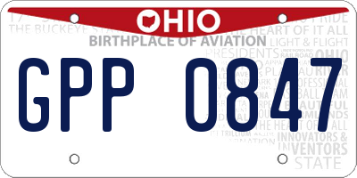 OH license plate GPP0847