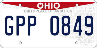 OH license plate GPP0849