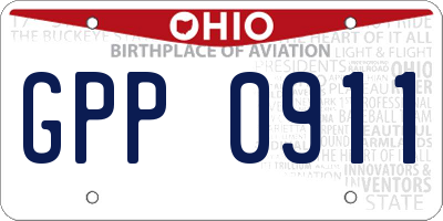 OH license plate GPP0911
