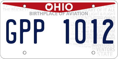 OH license plate GPP1012