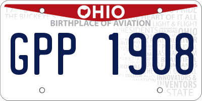 OH license plate GPP1908