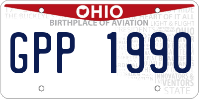 OH license plate GPP1990