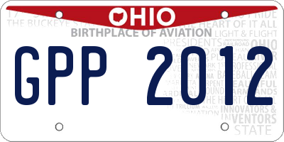 OH license plate GPP2012