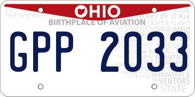 OH license plate GPP2033