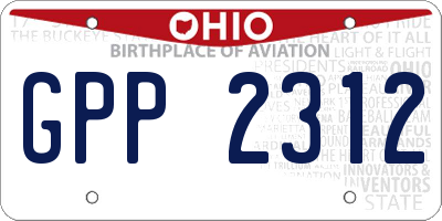 OH license plate GPP2312
