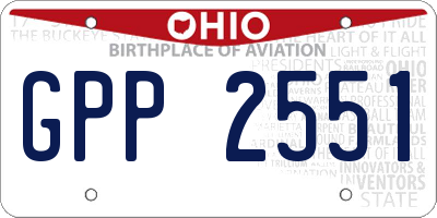 OH license plate GPP2551