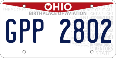 OH license plate GPP2802
