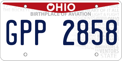 OH license plate GPP2858