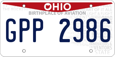 OH license plate GPP2986