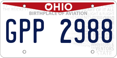 OH license plate GPP2988