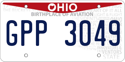 OH license plate GPP3049