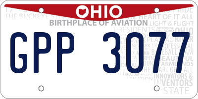 OH license plate GPP3077
