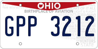 OH license plate GPP3212