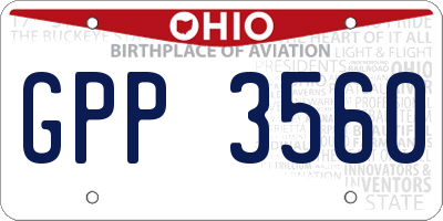OH license plate GPP3560