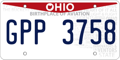 OH license plate GPP3758