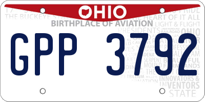 OH license plate GPP3792