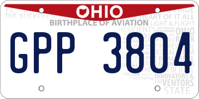 OH license plate GPP3804