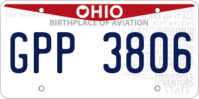OH license plate GPP3806