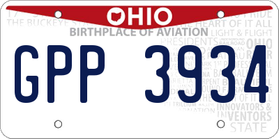 OH license plate GPP3934