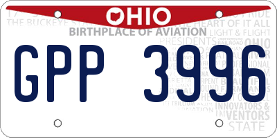 OH license plate GPP3996