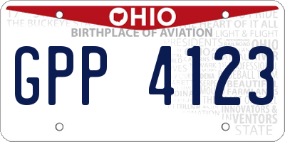 OH license plate GPP4123