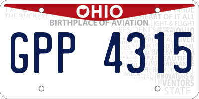 OH license plate GPP4315