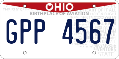 OH license plate GPP4567
