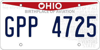 OH license plate GPP4725
