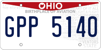 OH license plate GPP5140