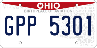 OH license plate GPP5301